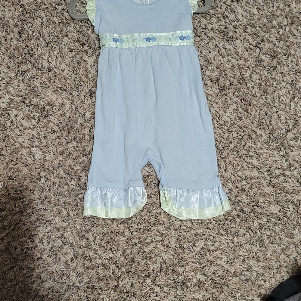 Source Unknown Light Blue Kids Romper with Ruffles